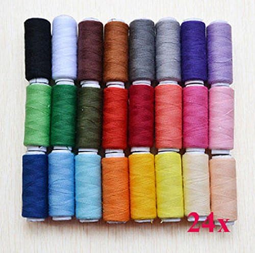 24 Rolls Assorted Colour Polyester Spools Cotton and Quilting Thread for Sewing Machine Great Quality