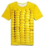 立体とうもろこし柄Ｔシャツ＆サングラス 3DおもしろコーンTシャツと黄色いサングラスのセット (S) [並行輸入品]