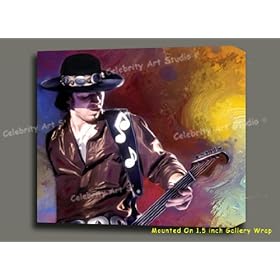  STEVIE RAY VAUGHAN GUITAR LEGEND ORG MIXED MEDIA CANVAS PAINTING 18X16X1.5