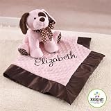 Personalised Embroidered Baby Blanket with name Newborn Girl Gift Set with Puppy Teddy Pink