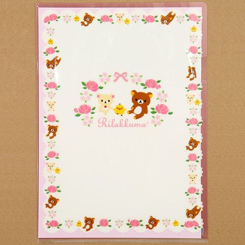 Imagen principal de Carpeta de plástico A4 con el oso Rilakkuma y rosas