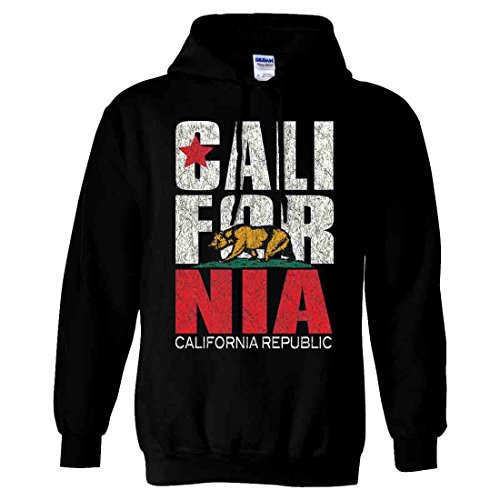 California republic vintage retro text hoodie - black m…