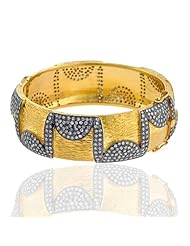 14kt Yellow Gold Diamond Pave Bangle Bracelet Ethnic Style Jewelry