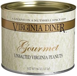 Virginia Diner Unsalted Virginia Peanuts, 36-Ounce Tins (Pack of 2)