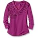 Waffle-Knit Graphic V-Neck Tee