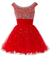 Knee Length Short Sleeveless Beaded Chiffon/Satin/Tulle Bridesmaid Dress/Prom Dress/Wedding Party Dress  With a Sash 