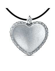 Diamond (0.44 Ct, IJ-SI), 18 Kt White Gold Beloved Heart Pendant