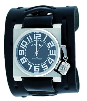 Nemesis #WXB029K Men's Premium Extra Wide Leather Strap Russian Diver Biker Watch