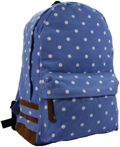 Canvas Rucksack Polka-dot Backpack for Teens - Light Blue