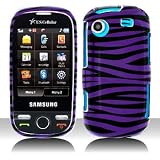 Samsung Messager Touch R630 / R631 Cell Phone Purple/Black Zebra Protective Case Faceplate Cover