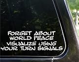 Forget world peace - visualize using turn signals - funny decal / sticker