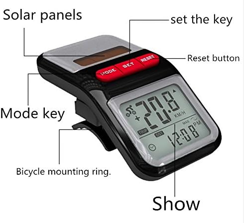 Cycling Computer LCD Solar Power Bicycle Speedometer Pedometer Odometer Bike Cycle