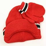 Urban Boundaries Boy's Bill Front Stripe Beanie & Matching Mittens Set (Fits Ages/Sizes 2-4)
