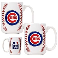 Chicago Cubs MLB 2pc Ceramic Gameball Mug Set - Primary Logo by Great American Products