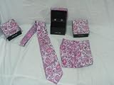 Men's Silk Necktie (Gift Set)- Pink and colorful pattern with Intricate Original Design