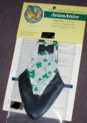 Small Clover Meadow White Avian Fashions Flightsuit (bird diaper) w/Liners