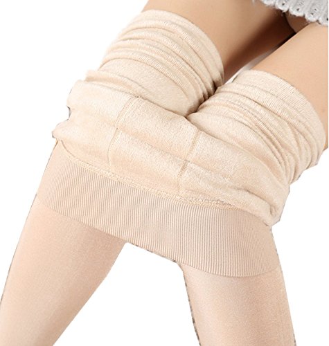 Mullsan® Women Winter Super Warm Velvet Stretchy Leggings Pants (Beige)