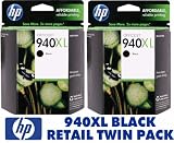 HP 940XL (Genuine OEM Ink) 2-PACK BLACK Ink Cartrdges