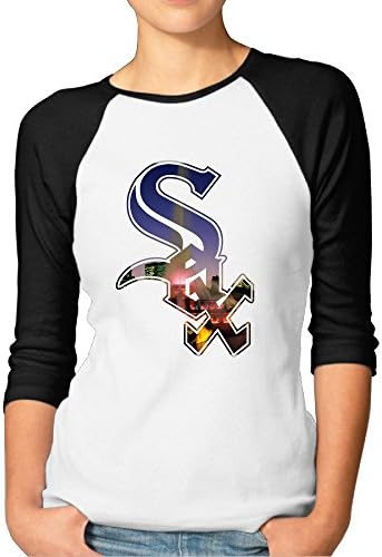 Fashion Woman Chicago Baseball Team Logo 3/4 Sleeve Black [Size M