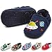 TIMATEGO Infant Baby Boys Girls Slip On Shoes Cartoon Slipper Socks Toddler First Walker Crib Shoes (0-30 Months) 12-18 Months Infant, 01 Navy Rocket Baby Slipper