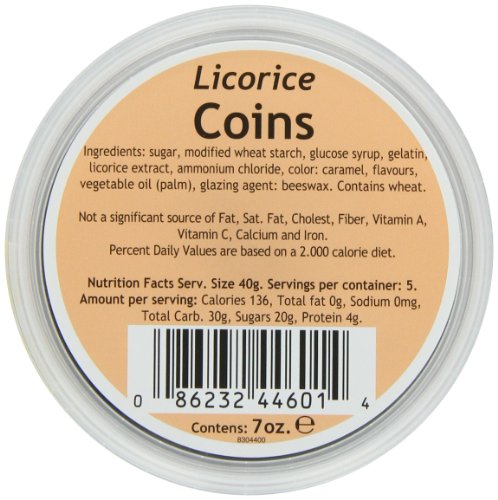 Gustaf's Dutch Licorice Coins,  6 Plastic containers - 7-Ounce each