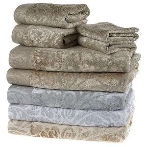 6pc Art Deco Scroll Towel Set, Marble by