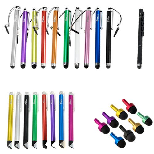 Discount iKross Black Capacitive Stylus Ball Pen with Suction Cups + 8pcs 2in1 anti-dust Earphone jack Mini Stylus/Styli Touch Pen/Plug + 