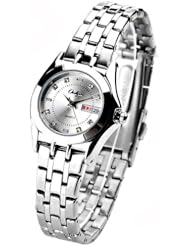 (ONLYOU) Fashion Round Case Quartz Wrist Watch with Date Window for Woman Lady - White SWWM2-180082
