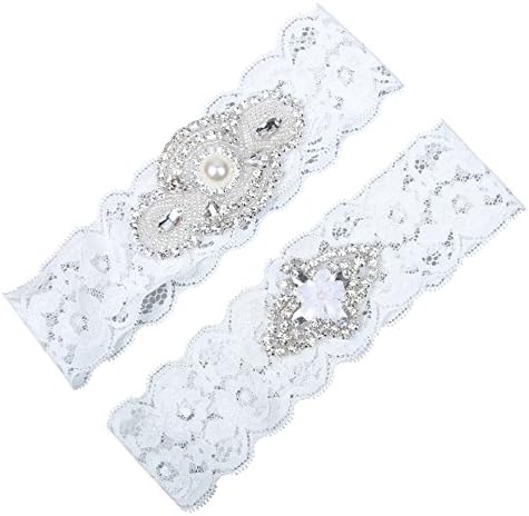 Ivory Wedding Garter Belt Set, Classic Series, Lace Vintage Pearl Prom Bridal Gift (XL)