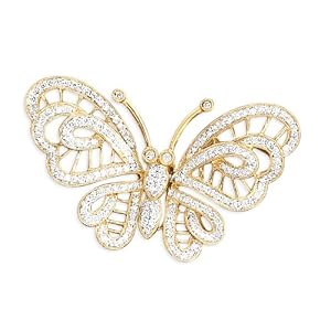 Diamond Butterfly 18k Yellow Gold Pin by 