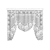 Heritage Lace Victorian Rose 60-Inch Wide by 48-Inch/34-Inch Drop 1-Piece Swag, White