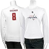 Reebok Washington Capitals #8 Alexander Ovechkin Ladies White Long Sleeve T-shirt