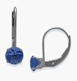 December 14 Karat White Gold 5mm Blue Topaz Leverback Gem Earrings