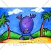 Noelle Dass Hippo Doing Handstand on the Beach Print