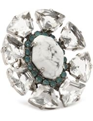 Sorrelli "Aegean Sea" White Howlite with Crystal on an Adjustable Filigree Ring