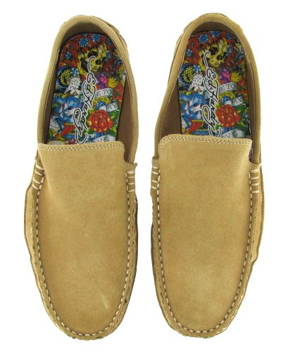 ED HARDY Christian Audigier Del Ray Mens Suede Driving Mocs Loafers Shoes Size 9