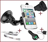 DAS ORIGINAL YAYAGO STARTER SET FÜR Ihr Apple iPhone 4 4G : Halter KFZ Halterung 360 grad drehbar für Ihr Apple iPhone 4 4G KFZ Halter Autohalterung + Kfz Ladekabel MIT AUFROLLFUNKTION für Ihr Apple iPhone 4 4G + Sportliche Oberarmtasche + yayago Lanyard