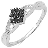 0.09 Carat Genuine Black Diamond Sterling Silver Ring