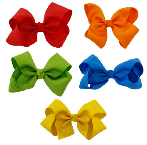 Greatlookz Fashion Solid Color Extra Large Grosgrain Ribbon Bow Set of 5