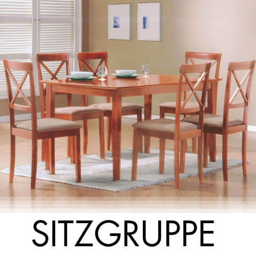 4+1 Tischgruppe Esszimmer Komplett Massiv Holz Tisch