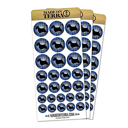 Scottie Dog on Blue Plaid Scottish Terrier Removable Matte Sticker Sheets Set
