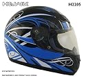 Advance HAWK Blue with White Graphics on Black Glossy Full Face Motorcycle Helmet - Size : XL