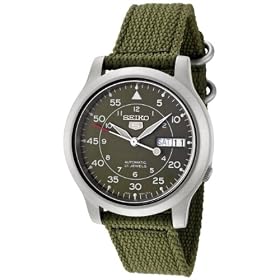 Seiko Hommes SNK805K2 cadran vert vert automatique Fabric Watch Strap