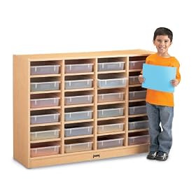 Jonti-Craft 06250JC011 24 Paper-Tray Cubbie with Clear Trays, MapleWave