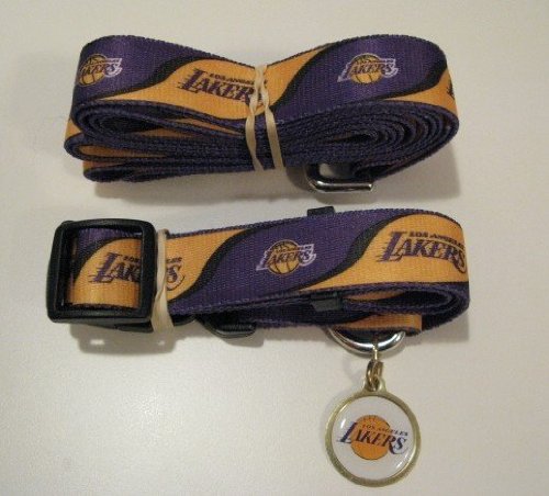 Los Angeles Lakers Pet Set Dog Leash Collar Id Large