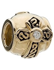 Authentic Chamilia 14k YG CZ Round Cross Charm