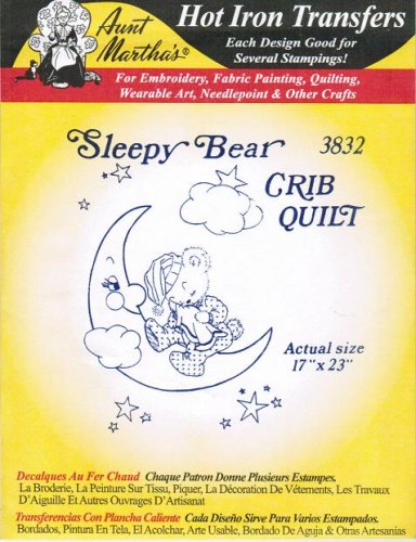 Sleepy Bear Crib Quilt Embroidery Transfer