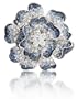 Leo Pizzo Diamond and Blue Sapphire 18k White Gold Floral Brooch Pin