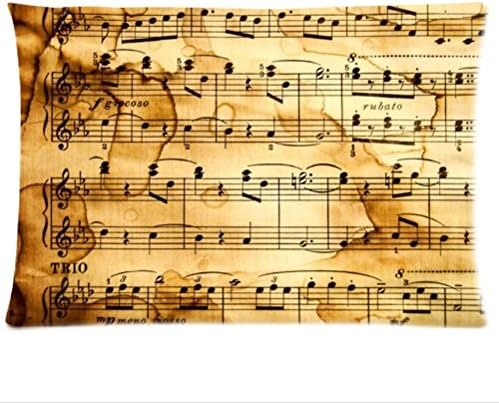 Personalized funny music notes pattern soft Satin pillowcase,Zipper pillow cases 20"(W)x30"(L) twin sides