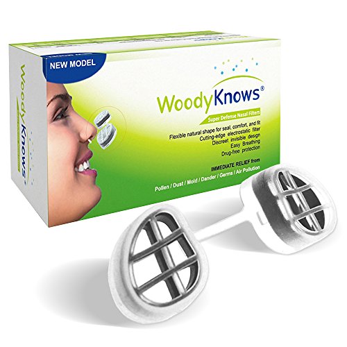 WoodyKnows Super Defense Nose Nasal Filters (New Model) Reduce Pollen, Dust, Dander, and Mold Allergens Allergy Relief, Air Pollution PM2.5(2 Filter Frames and 6 Pairs of Replacement Filters)(I-S)